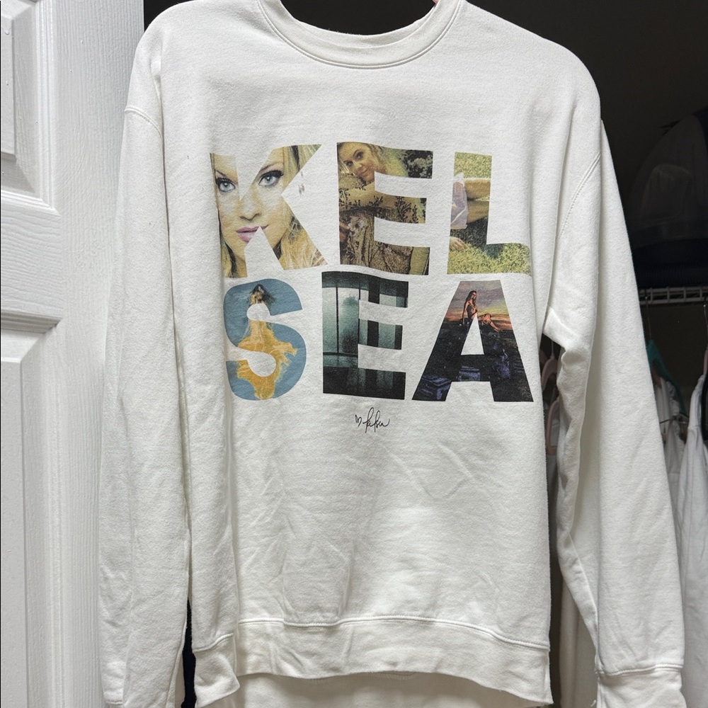 White Graphic Crew Neck Sweater